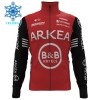 Set Fietsshirt Lange Mouw + Lange Koersbroek 2025 Arkea-B B Hotels Winter Thermal Fleece Rood