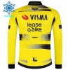 Set Fietsshirt Lange Mouw + Lange Koersbroek 2025 Visma Lease A Bike Winter Thermal Fleece Geel