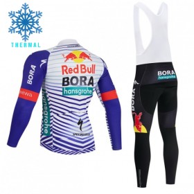 Set Fietsshirt Lange Mouw + Lange Koersbroek 2026 BORA-Hansgrohe Bull Winter Thermal Fleece Rood Wit