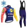 Set Fietsshirt Lange Mouw + Lange Koersbroek 2026 Lidl-Trek Winter Thermal Fleece Blauw
