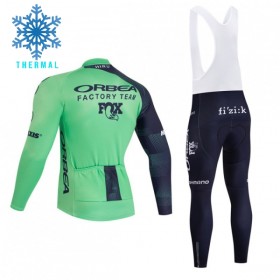 Set Fietsshirt Lange Mouw + Lange Koersbroek 2026 Orbea Factory Winter Thermal Fleece Groente