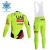 Set Fietsshirt Lange Mouw + Lange Koersbroek 2026 UAE TEAM EMIRATES XRG Winter Thermal Fleece Geel