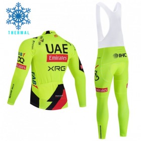Set Fietsshirt Lange Mouw + Lange Koersbroek 2026 UAE TEAM EMIRATES XRG Winter Thermal Fleece Geel