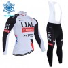 Set Fietsshirt Lange Mouw + Lange Koersbroek 2026 UAE TEAM EMIRATES XRG Winter Thermal Fleece Wit