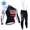 Set Fietsshirt Lange Mouw + Lange Koersbroek 2026 UAE TEAM EMIRATES XRG Winter Thermal Fleece Zwart