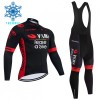 Set Fietsshirt Lange Mouw + Lange Koersbroek 2026 Visma Lease A Bike Winter Thermal Fleece Zwart