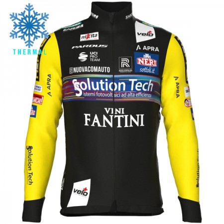 Wielershirt 2025 Solution Tech Vini Fantini Lange Mouw Winter Thermal Fleece Zwart