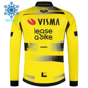 Wielershirt 2025 Visma Lease A Bike Lange Mouw Winter Thermal Fleece Geel