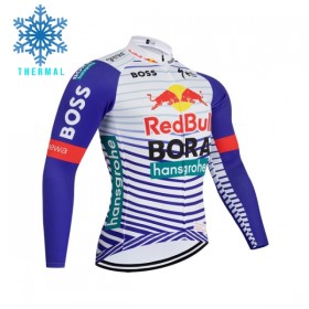 Wielershirt 2026 BORA-Hansgrohe Bull Lange Mouw Winter Thermal Fleece Rood Wit