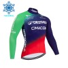 Wielershirt 2026 Decathlon CMA CGM Lange Mouw Winter Thermal Fleece Blauw