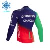 Wielershirt 2026 Decathlon CMA CGM Lange Mouw Winter Thermal Fleece Blauw