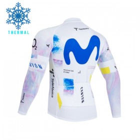 Wielershirt 2026 Movistar Team Lange Mouw Winter Thermal Fleece Wit