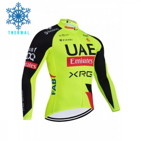 Wielershirt 2026 UAE TEAM EMIRATES XRG Lange Mouw Winter Thermal Fleece Geel
