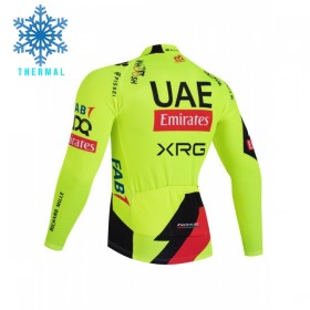 Wielershirt 2026 UAE TEAM EMIRATES XRG Lange Mouw Winter Thermal Fleece Geel