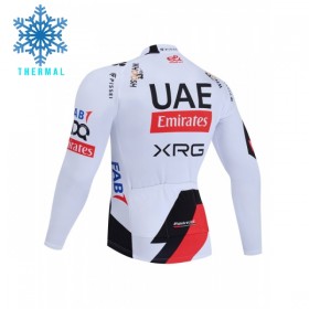Wielershirt 2026 UAE TEAM EMIRATES XRG Lange Mouw Winter Thermal Fleece Wit