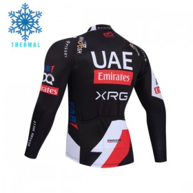 Wielershirt 2026 UAE TEAM EMIRATES XRG Lange Mouw Winter Thermal Fleece Zwart