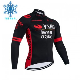 Wielershirt 2026 Visma Lease A Bike Lange Mouw Winter Thermal Fleece Zwart
