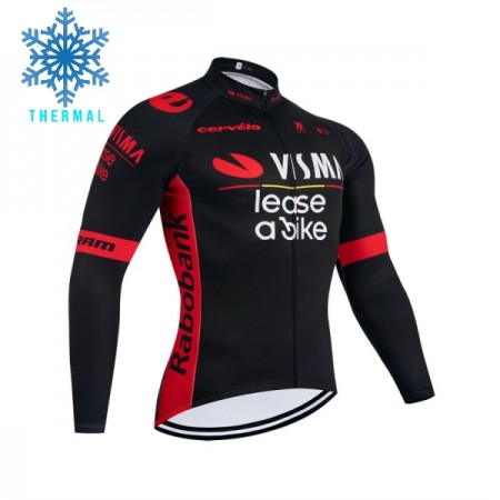 Wielershirt 2026 Visma Lease A Bike Lange Mouw Winter Thermal Fleece Zwart