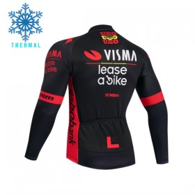 Wielershirt 2026 Visma Lease A Bike Lange Mouw Winter Thermal Fleece Zwart