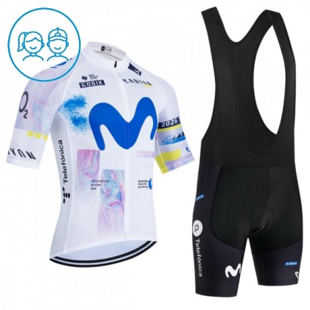 Set Fietsshirt 2026 Movistar Team (Bib Shots) Wit Kids