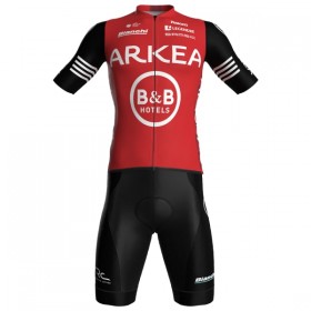 Set Fietsshirt + Korte Koersbroek 2025 Arkea-B B Hotels Rood