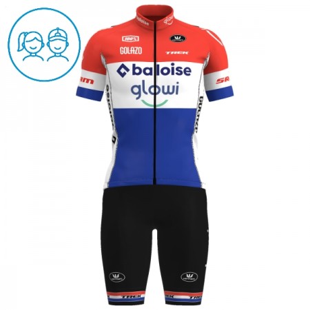 Set Fietsshirt + Korte Koersbroek 2025 Baloise Glowi Lions Blauw Kids