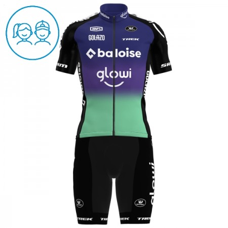 Set Fietsshirt + Korte Koersbroek 2025 Baloise Glowi Lions Groente Kids