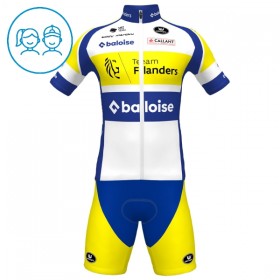 Set Fietsshirt + Korte Koersbroek 2025 Flanders Baloise Wit Kids