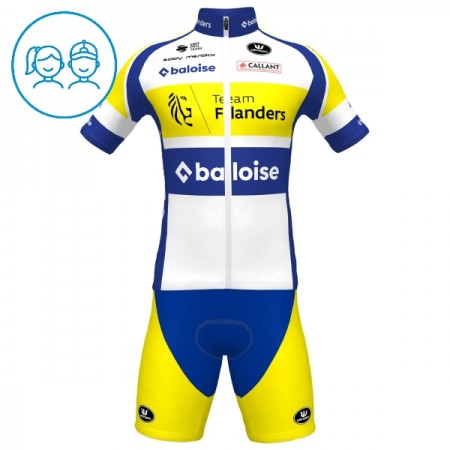 Set Fietsshirt + Korte Koersbroek 2025 Flanders Baloise Wit Kids