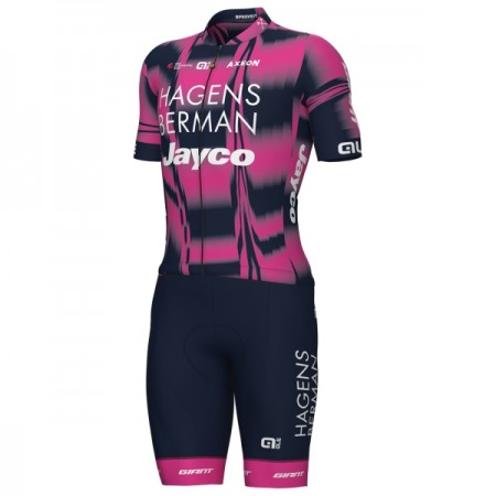 Set Fietsshirt + Korte Koersbroek 2025 Hagens Berman Jayco Roze