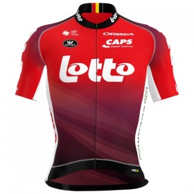 Set Fietsshirt + Korte Koersbroek 2025 Lotto Rood