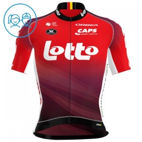 Set Fietsshirt + Korte Koersbroek 2025 Lotto Rood Kids