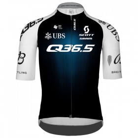 Set Fietsshirt + Korte Koersbroek 2025 Q36.5 Pro Cycling Team Zwart