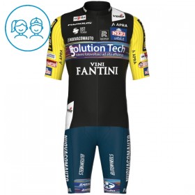 Set Fietsshirt + Korte Koersbroek 2025 Solution Tech Vini Fantini Zwart Kids