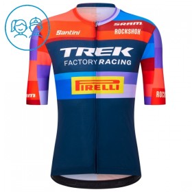 Set Fietsshirt + Korte Koersbroek 2025 Trek Factory Racing Blauw Kids