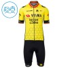 Set Fietsshirt + Korte Koersbroek 2025 Visma Lease A Bike Belgisch Kampioenschap Geel Kids