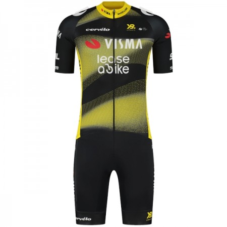 Set Fietsshirt + Korte Koersbroek 2025 Visma Lease A Bike Zwart