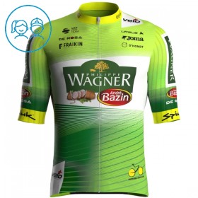 Set Fietsshirt + Korte Koersbroek 2025 Wagner Bazin WB Groente Kids