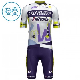 Set Fietsshirt + Korte Koersbroek 2025 Wilier Vittoria MTB Factory Team Wit Kids