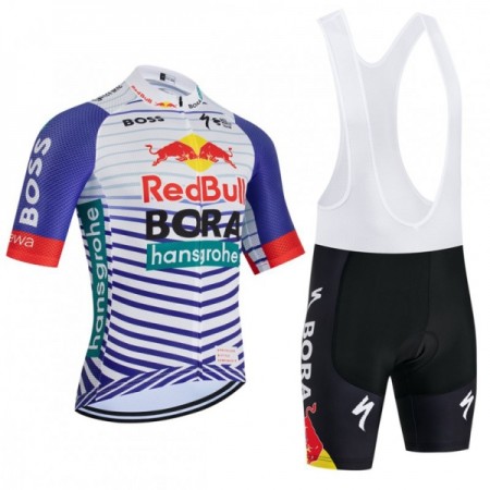 Set Fietsshirt + Korte Koersbroek 2026 BORA-Hansgrohe Bull Rood Wit