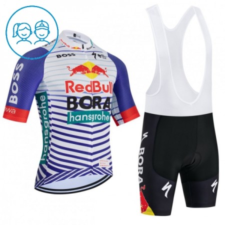 Set Fietsshirt + Korte Koersbroek 2026 BORA-Hansgrohe Bull Rood Wit Kids