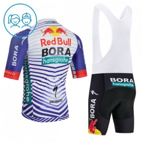 Set Fietsshirt + Korte Koersbroek 2026 BORA-Hansgrohe Bull Rood Wit Kids