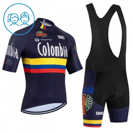 Set Fietsshirt + Korte Koersbroek 2026 Colombia Zwart Kids