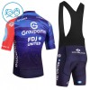 Set Fietsshirt + Korte Koersbroek 2026 Groupama FDJ Blauw Kids
