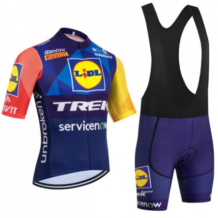 Set Fietsshirt + Korte Koersbroek 2026 Lidl-Trek Blauw
