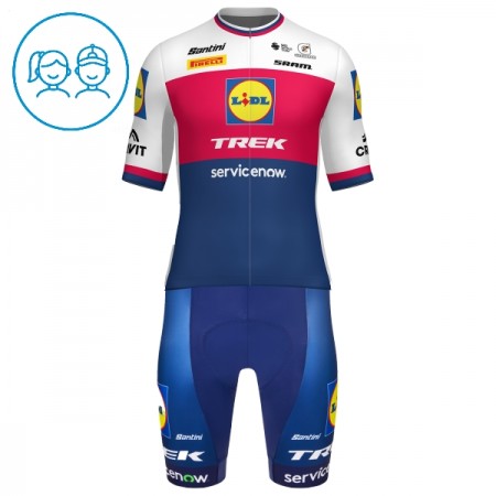 Set Fietsshirt + Korte Koersbroek 2026 Lidl-Trek Czech Champion Blauw Kids