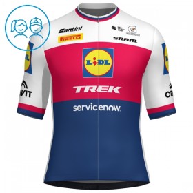 Set Fietsshirt + Korte Koersbroek 2026 Lidl-Trek Czech Champion Blauw Kids