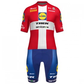 Set Fietsshirt + Korte Koersbroek 2026 Lidl-Trek Danish Champion Rood
