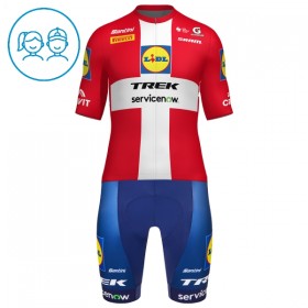 Set Fietsshirt + Korte Koersbroek 2026 Lidl-Trek Danish Champion Rood Kids