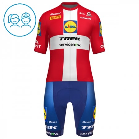 Set Fietsshirt + Korte Koersbroek 2026 Lidl-Trek Danish Champion Rood Kids